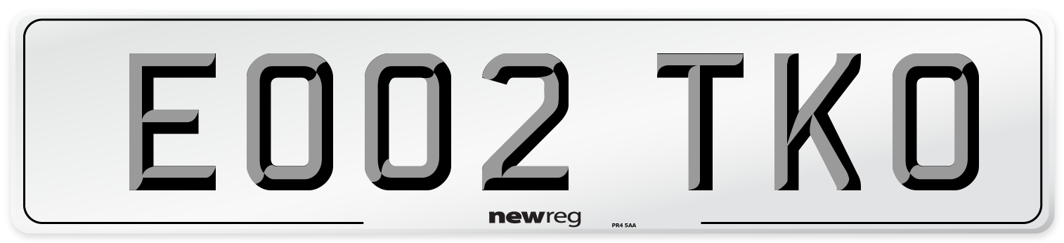 EO02 TKO Number Plate from New Reg